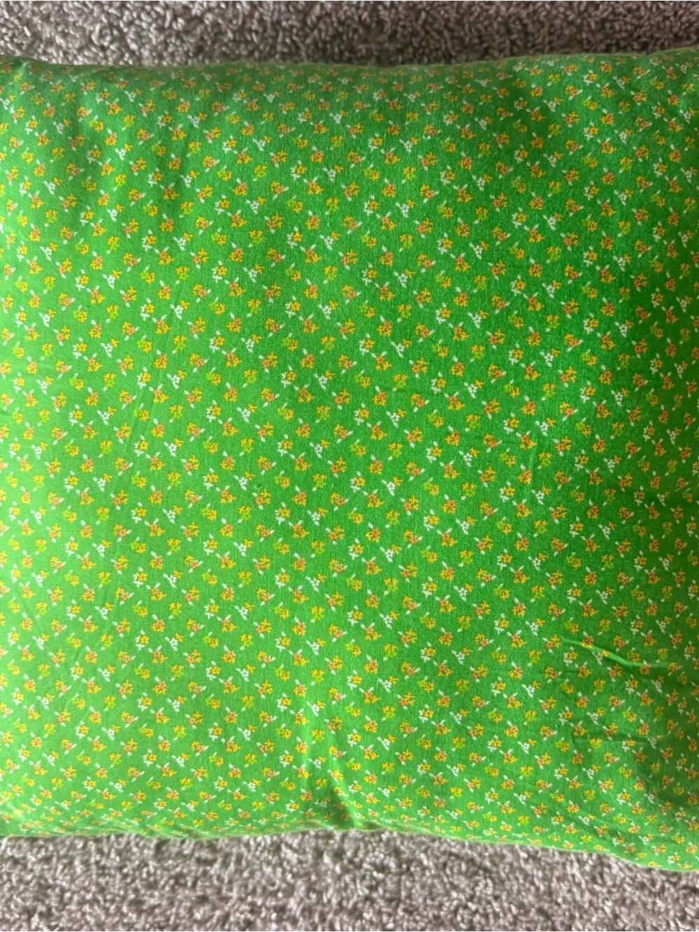 Handmade Quilted Pillow with Green Applique